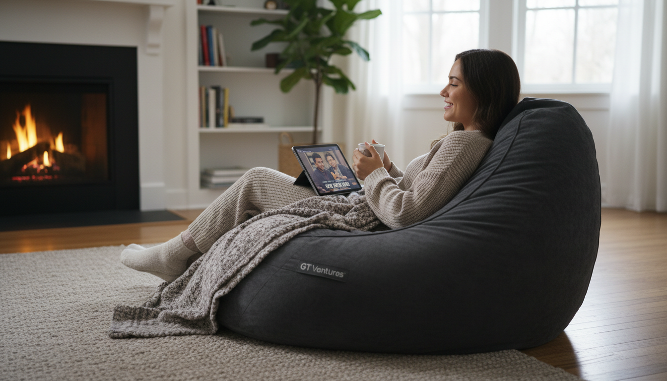 Customer using GT Ventures bean bag at home