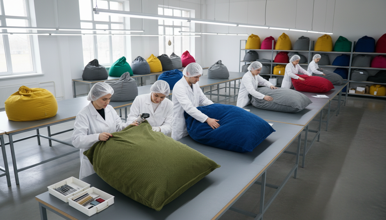 Quality inspection of completed bean bag products